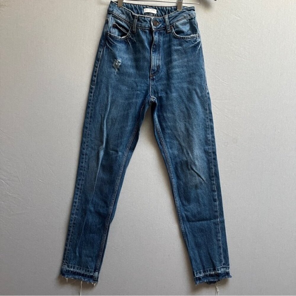 Sandro Paris Distressed Frayed High Waisted Slim Denim Jeans Size 2 - 25"